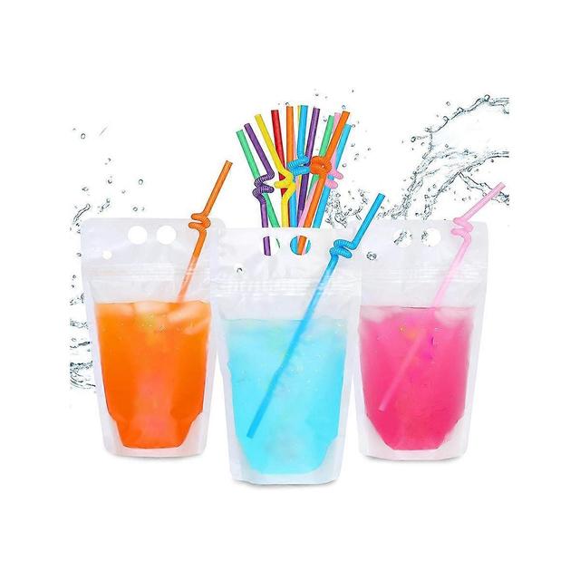 100Pcs 16Oz Drink Pouches for Adults - Drink Pouches with Straws X100 - Resealable Smoothie Pouches As Shown on Productcaster.