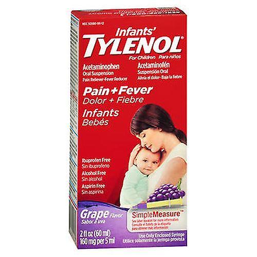 Tylenol Säuglingsschmerzen + Fieber Suspension zum Einnehmen Traubengeschmack, 2 Unzen (Packung mit 1) on Productcaster.