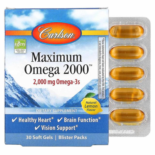 Carlson, Maximum Omega 2000, Natural Lemon Flavor, 1,000 mg, 30 Softgels on Productcaster.