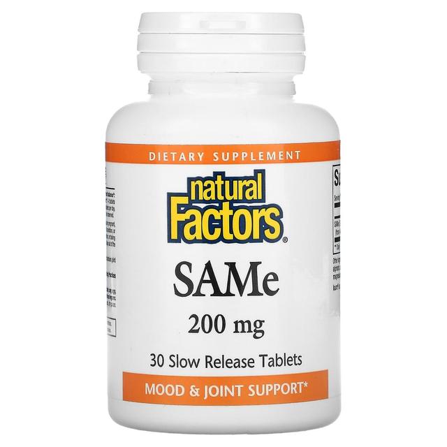 Natural Factors, SAMe (Disulfate Tosylate), 200 mg, 30 Slow Release Tablets on Productcaster.