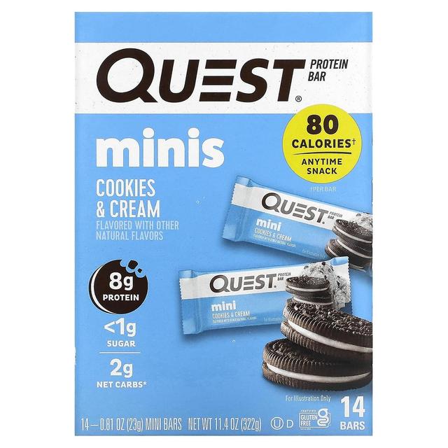 Quest Nutrition, Mini Protein Bars, Cookies & Cream, 14 Bars, 0.81 oz (23 g) Each on Productcaster.