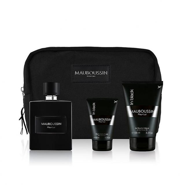 Mauboussin - Prestige Box 2022 For Him In Black: Eau de Parfum 100ml, Shower Gel 100ml, After Shave Balm 50ml & Toiletry Bag Black & Silver on Productcaster.