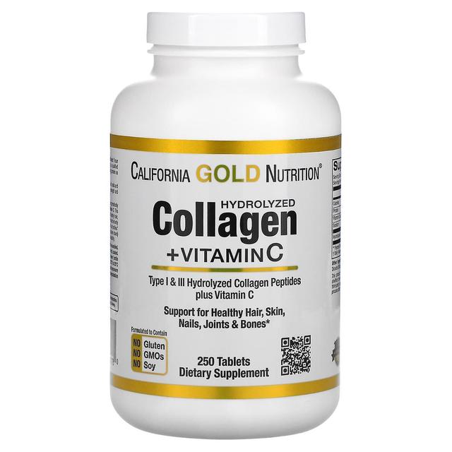 California Gold Nutrition, hydrolyserede kollagenpeptider + C-vitamin, type I & III, 250 tabletter on Productcaster.