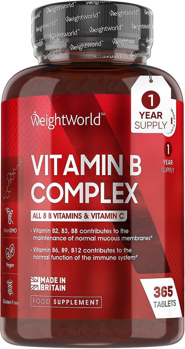 WeightWorld Vitamin B Complex High Strength - 365 Vegan Tablets (1 Year Supply) - Blend of 8 B Vitamins & Vitamin C on Productcaster.