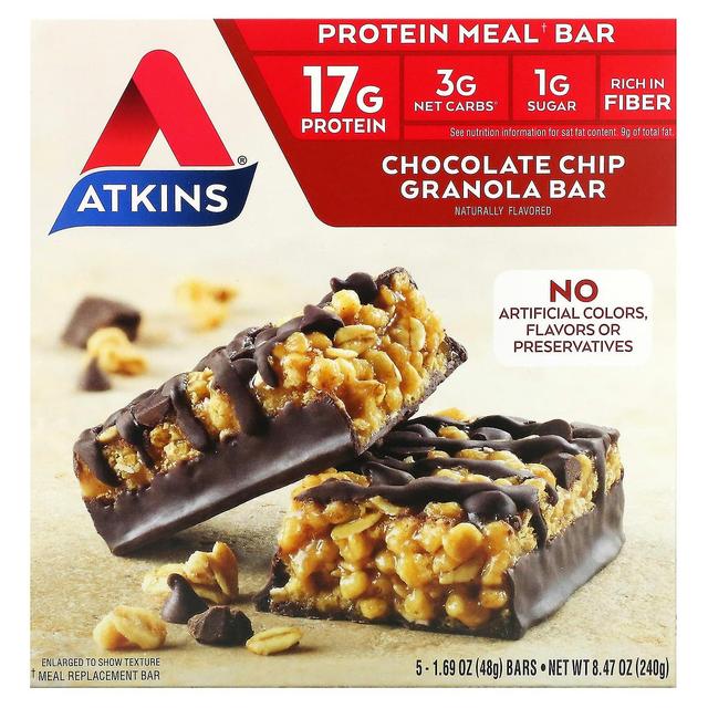 Atkins, Chocolate Chip Granola Bar, 5 Riegel, je 1,69 oz (48 g) on Productcaster.