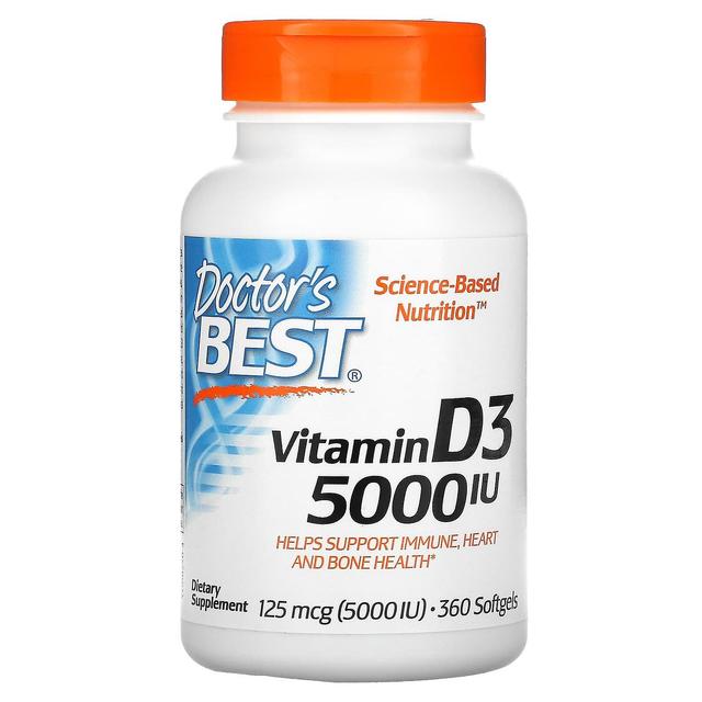 Doctor's Best, Vitamin D3, 125 mcg (5,000 IU), 360 Softgels on Productcaster.