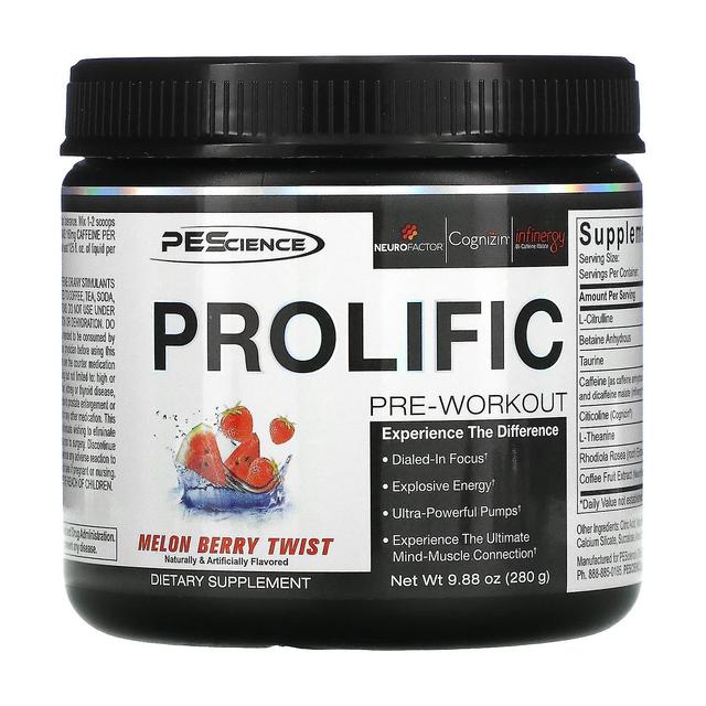 PEScience, Prolífico, Pré-Treino, Melon Berry Twist, 9,88 onças (280 g) on Productcaster.