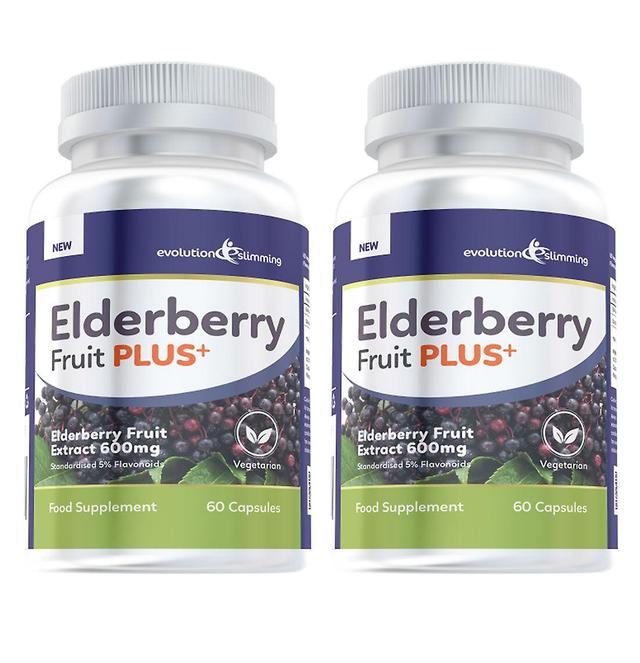 Elderberry Fruit Plus Elderberry Fruit Extract 600mg (5% Flavanoids) - 120 Capsules - Immune Health - Evolution Slimming on Productcaster.