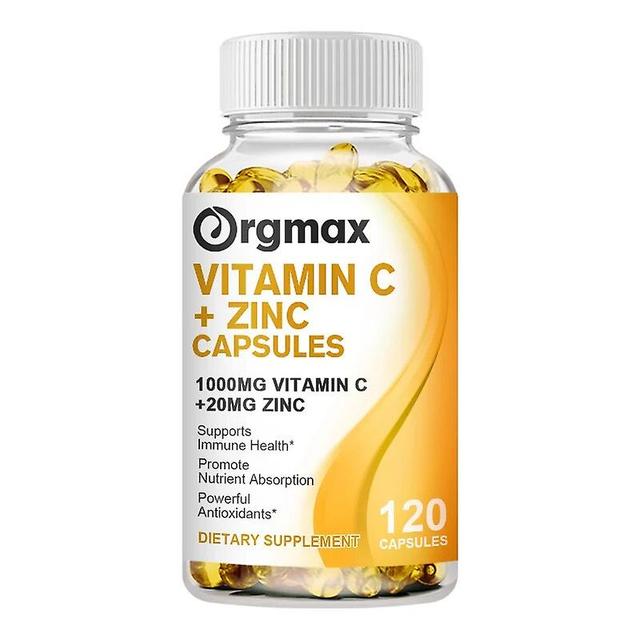 Visgaler Orgmax Vitamin C Capsules Bioavailable Supplement With Zinc Ascorbic Acid Support Antioxidant Beauty Health Boost Calcium Absorb 120 pcs on Productcaster.