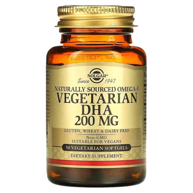 Solgar, Naturally Sourced Omega-3, Vegetarian DHA, 200 mg, 50 Vegetarian Softgels on Productcaster.