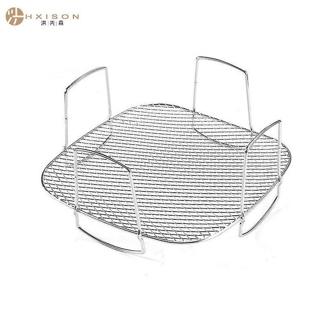 Tinksky Air Fryer Rack Stainless Steel Air Fryer Handle Design Rack Air Fryer Accessory Silver 20.5X20.5X10CM on Productcaster.