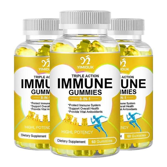 Eccpp 8-in-1 Immune Support Gummies Powerful Blend Of Immune Support Supplements Elderberry, Turmeric Curcumin, Zinc And Vitamin 3 Bottles on Productcaster.