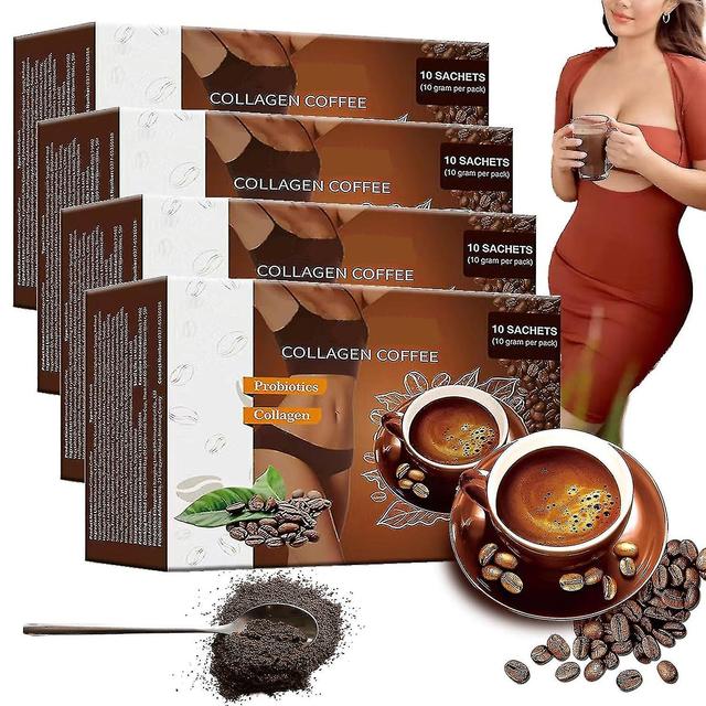 Oploskoffie Collageen Poeder - Ondersteunt Energie, Verhoogt de Stofwisseling - Collageen Koffie Supplement 4 stuks - 400g on Productcaster.