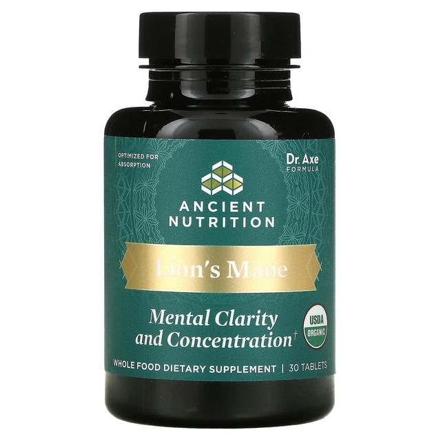 Dr. Axe / Ancient Nutrition, Lion's Mane, Mental Clarity And Concentration, 30 Tablets on Productcaster.