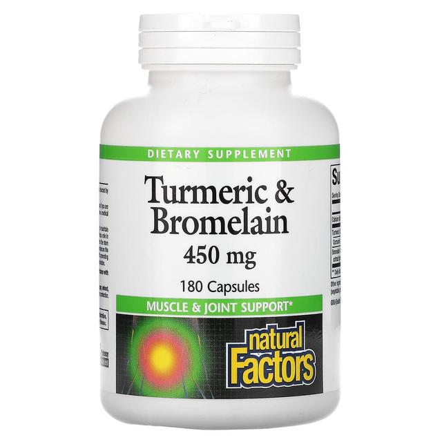 Natural Factors Fattori naturali, curcuma e bromelain, 450 mg, 180 capsule on Productcaster.