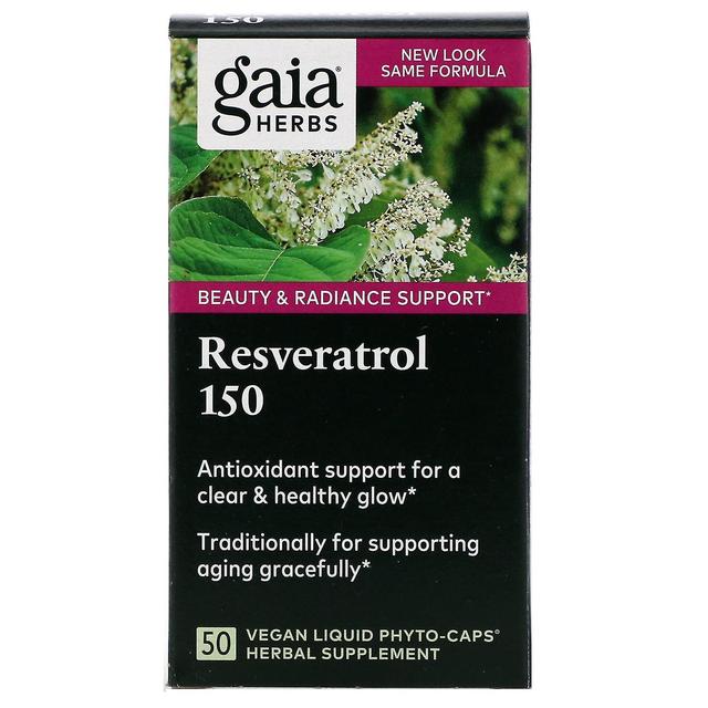 Gaia Herbs Gaia-yrtit, resveratrol 150, 50 vegaanista nestemäistä fytokorkkia on Productcaster.