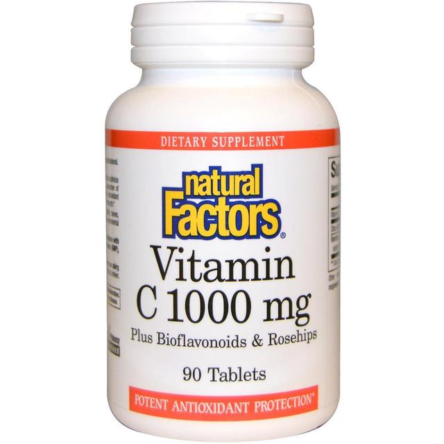 Natural Factors Luonnolliset tekijät, C-vitamiini sekä bioflavonoidit ja ruusunmarjat, 1 000 mg, 90 tablettia on Productcaster.