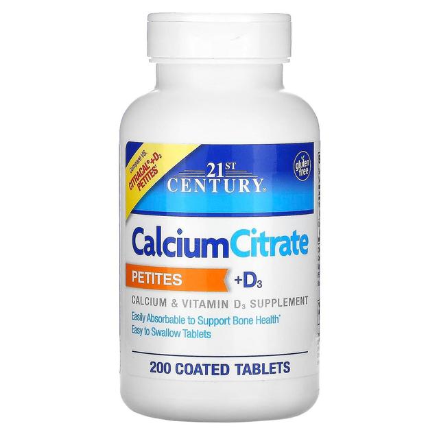 21st Century, Calcium Citrate Petites + D3, 200 Coated Tablets on Productcaster.