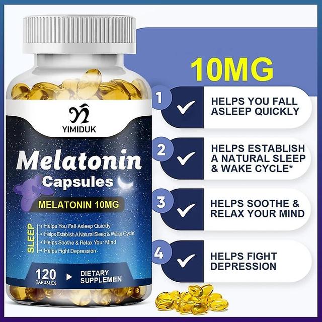 Eccpp 10mg Melatonin Kapslar Ångest Stress Relief Hjälp Djup Sömn Spara Sömnlöshet Kosttillskott Melatonin Hälsosam Sömn 1 flaskor 120 pcs on Productcaster.