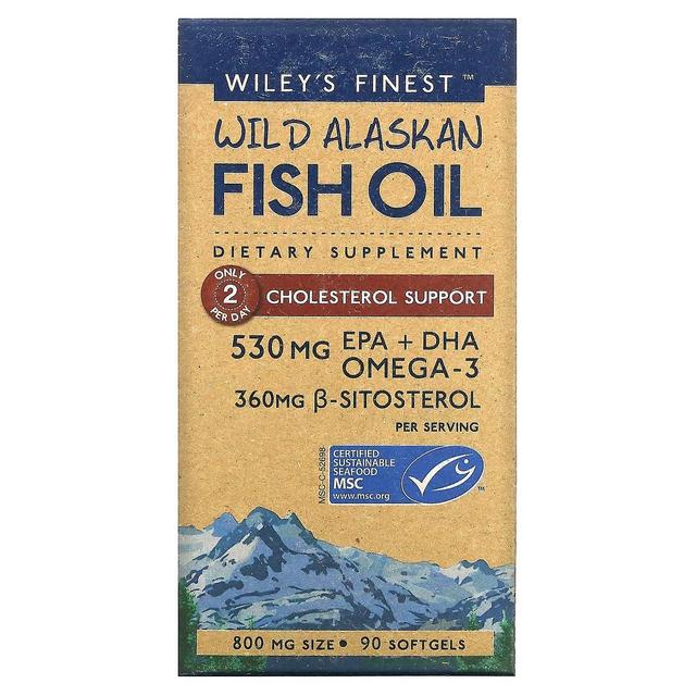 Wileys Finest Wiley's Finest, Óleo de peixe selvagem do Alasca, Suporte ao colesterol, 800 mg, 90 cápsulas gelatinosas on Productcaster.