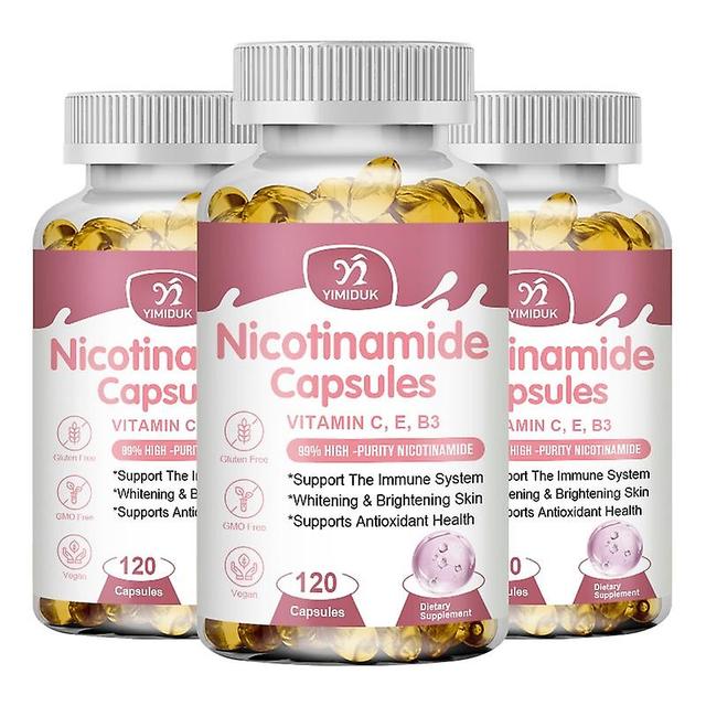 Eccpp Nicotinamide Capsule Vitamin C,e,b3 Skin Cell Repair Whitens Lightens Spots & Brightens Skin Whitening Capsules For Woman 3 Bottles 120 PCS on Productcaster.