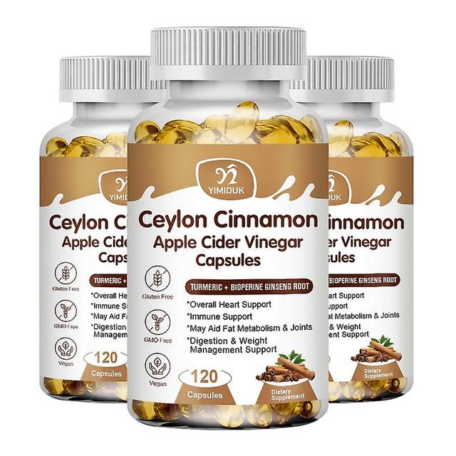 Eccpp Cinnamon Capsules With Apple Cider Vinegar, Turmeric And Panax Ginseng Capsules Joints, Inflammatory, Antioxidant 3 Bottles 120 pcs on Productcaster.