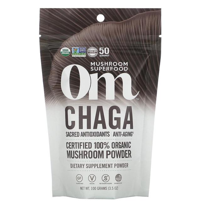 Om Mushrooms Funghi Om, Chaga, Certificato 100% Polvere di Funghi Organici, 3.5 oz (100 g) on Productcaster.