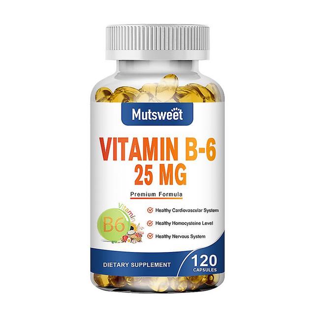 Tib Mutsweet Vitamin B6 Capsules 25 Mg Benefit Nerve Muscle Function Relax Energy Homocysteine Health Immune Cardiovascular Healthy 120 capsules on Productcaster.