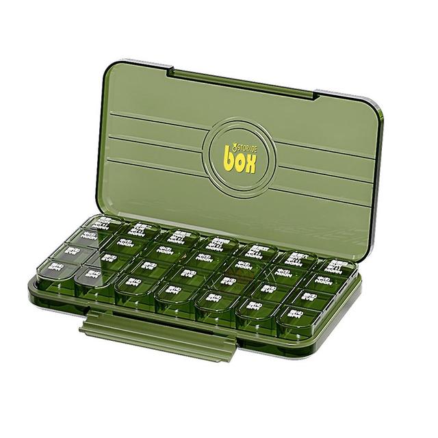 Portable Pill Box 7/21/28 Grids Vitamin Fish Oil Parent Grandmother Green 28 grids on Productcaster.