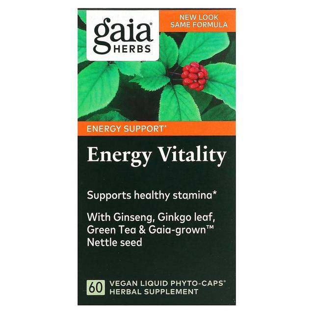 Gaia Herbs Gaia Kruiden, Energie Vitaliteit, 60 Vegan Liquid Phyto-Caps on Productcaster.