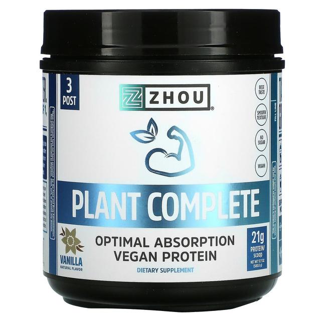 Zhou Nutrition, Plant Complete, Optimal Absorption Vegan Protein, Vanilla, 17.7 oz (500.8 g) on Productcaster.