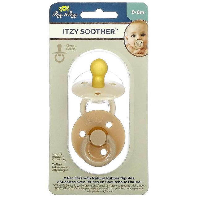 itzy ritzy, Itzy Soother, Pacifiers with Natural Rubber Nipples, 0-6 Months, Coconut & Toast, 2 Paci on Productcaster.