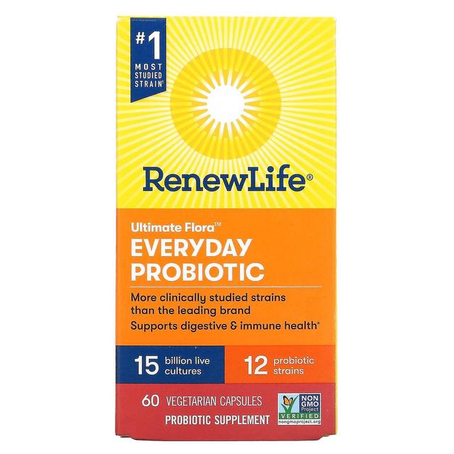 Renew Life, Ultimate Flora Everyday Probiotic, 15 Billion CFU, 60 Vegetarian Capsules on Productcaster.