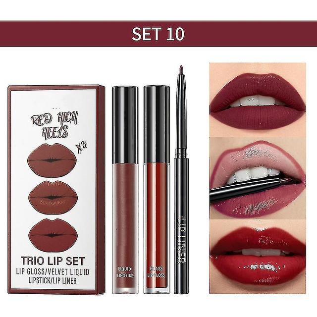 Scacv Lip Glaze Lip Liner Set Antiaderente Copo Sem Desbotamento Lip Gloss Nutritivo Hidratante Lip Maquiagem 10 on Productcaster.