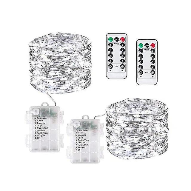 Guirlandes Lumineuses,(2pcs Blanc) Lot de 5M 50LED Guirlandes Piles,Guirlande Lumineuse Intrieure Extrieure en fil de cuivre,Dcoration pour la Ch on Productcaster.