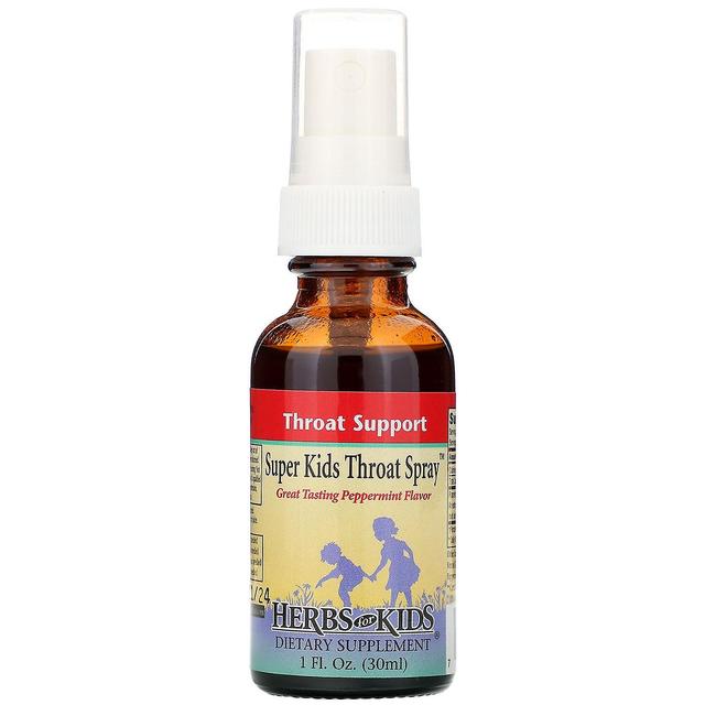 Herbs for Kids, Super Kids Throat Spray, Peppermint Flavor, 1 fl oz (30 ml) on Productcaster.