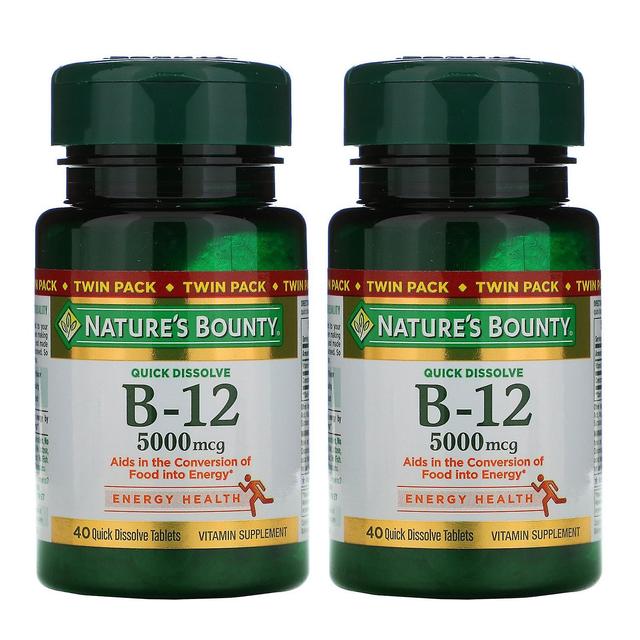 Natures Bounty Nature's Bounty, B-12, Twin Pack, Naturally Cherry Flavor, 5,000 mcg, 40 Quick D on Productcaster.