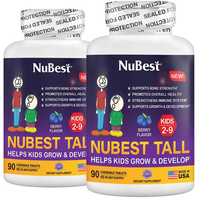 NuBest Tall Kids, Massimizza la crescita in altezza, Multivitaminici per bambini dai 2 ai 9 anni, Sapore di frutti di bosco, 90 compresse masticabili on Productcaster.