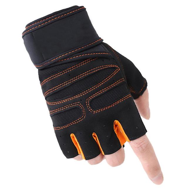 Barbell Weightlifting Gloves Increased Resistance Shock Absorption Sports Gloves Thin Soft Breathable Gloves Orange Black M on Productcaster.