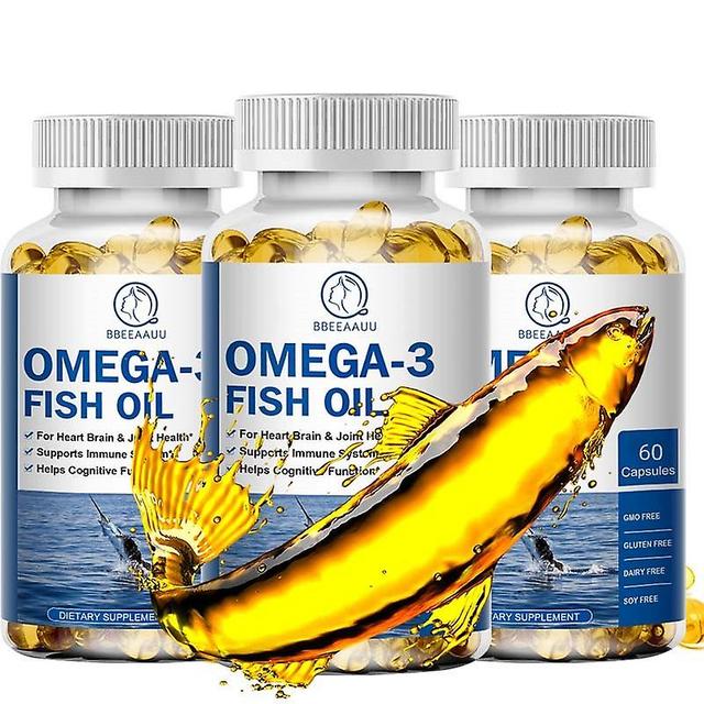 Vorallme Omega 3 fiskolja kapsel omättade fettsyror främja hjärnans utveckling Fokus & Minne Stöd Kardiovaskulär hälsa 3bottle x60pcs on Productcaster.