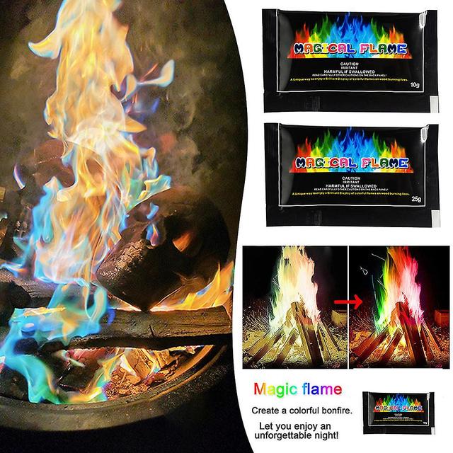 10 Pack Magics Colorful Fire Powder Portable Color Flames Packets For Bonfires Fireplaces 10g 10pcs on Productcaster.