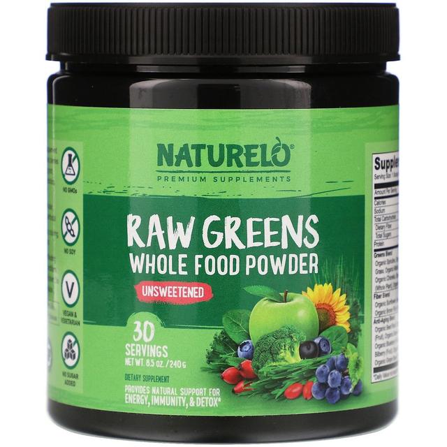 NATURELO, Raw Greens, Whole Food Powder, Unsweetened, 8.5 oz (240 g) on Productcaster.