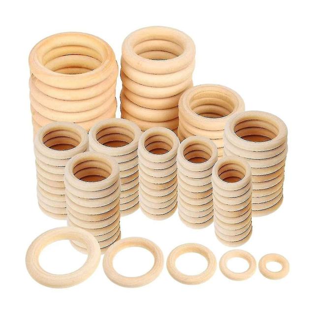 120pcs Natural Wood Rings Set, Unfinished Macrame Wooden Ring, Wood Circles For Diy Craft, Ring Pen on Productcaster.