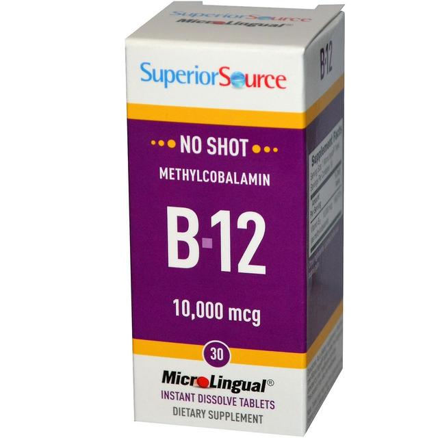 Superior Source Överlägsen Källa, Methylcobalamin B-12, 10,000 mcg, 30 MicroLingual Instant Disso on Productcaster.