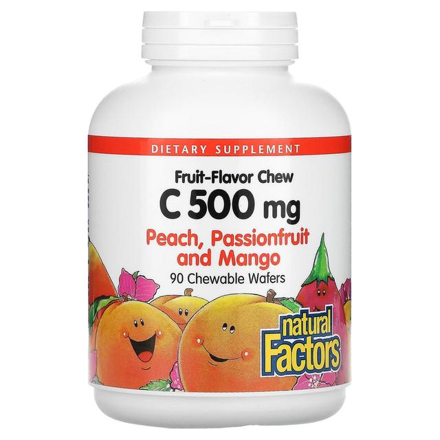 Natural Factors, Sabor a fruta Masticar vitamina C, melocotón, maracuyá y mango, 500 mg, 90 Waf masticable on Productcaster.