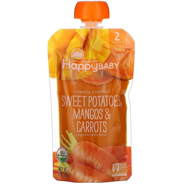 Happy Family Organics, Happy Baby, Organic Baby Food, 6+ Meses, Batata-doce, Mangas e cenouras, 4 on Productcaster.