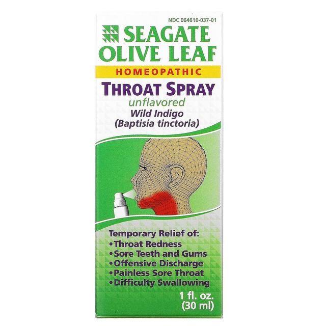 Seagate, Olivenblad Halsspray, Ikke-aromatiseret, 1 fl oz (30 ml) on Productcaster.