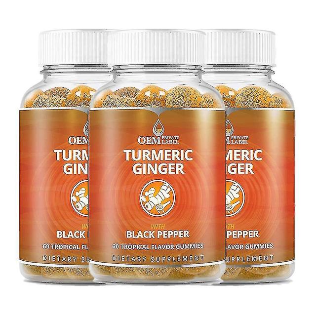 Gurkmeja Vitamin Supplement Gummies med ingefära & svartpeppar | Stöder ledinflammation och inflammatoriskt svar | Aktiva ingredienser Curcumin Ext on Productcaster.