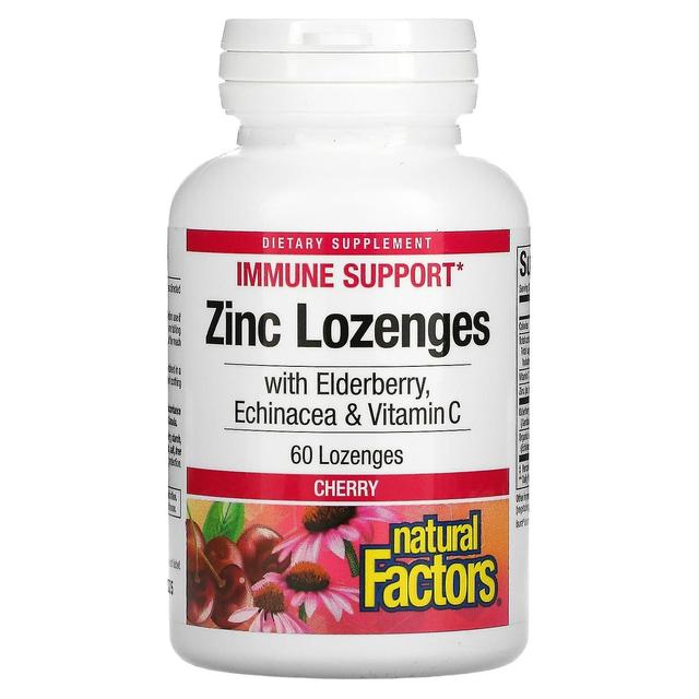 Natural Factors Fatores Naturais, Lonzenges de Zinco, Com Sabugueiro, Equinácea e Vitamina C, Cereja, 60 Pastilhas on Productcaster.