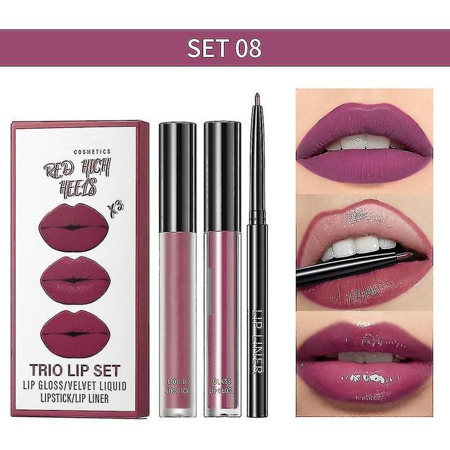 Szmtcv Lip Glaze Lip Liner Set Non-stick Cup No Fading Lip Gloss Nourishing Moisturizing Lip Makeup 8 on Productcaster.